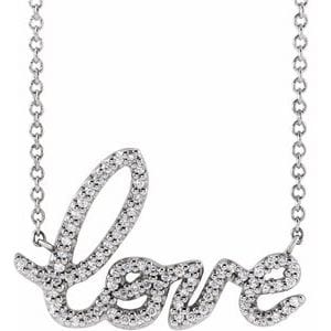 PLATINUM 1/6 CTW NATURAL DIAMOND LOVE 18" NECKLACE