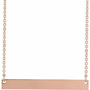 14K ROSE ENGRAVABLE BAR 16" NECKLACE