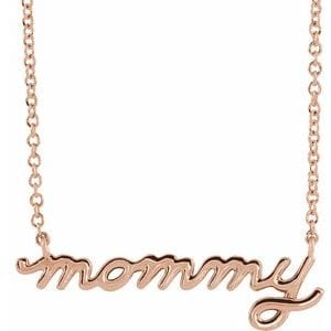 14K ROSE PETITE MOMMY SCRIPT 16" NECKLACE