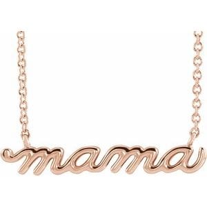 14K ROSE PETITE MAMA SCRIPT 16" NECKLACE