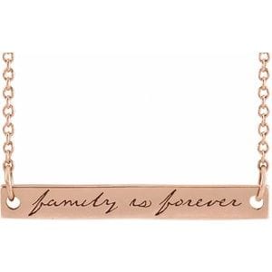 14K ROSE FAMILY IS FOREVER BAR 16" NECKLACE