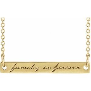 14K YELLOW FAMILY IS FOREVER BAR 18" NECKLACE