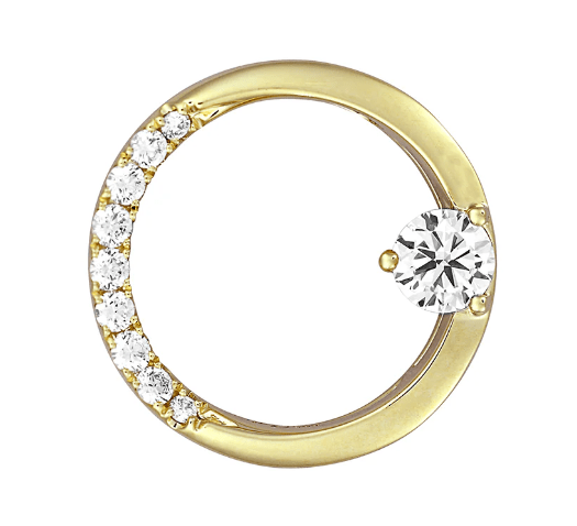 14K YELLOW GOLD .38CT ROUND BRILLIANT CENTER .58CT TW ROUND BRILLIANT ACCENT LAB GROWN DIAMOND CIRCLE PENDANT