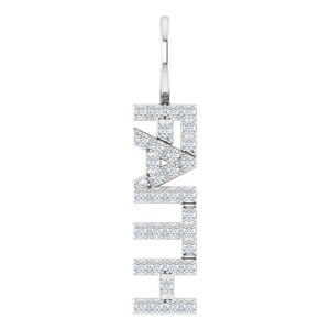 14K WHITE 1/8 CTW NATURAL DIAMOND "FAITH" CHARM/PENDANT