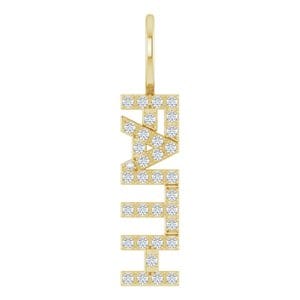 14K YELLOW 1/8 CTW NATURAL DIAMOND "FAITH" CHARM/PENDANT