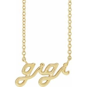 14K YELLOW LOWERCASE SCRIPT GIGI 18" NECKLACE