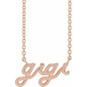 14K ROSE LOWERCASE SCRIPT GIGI 18" NECKLACE