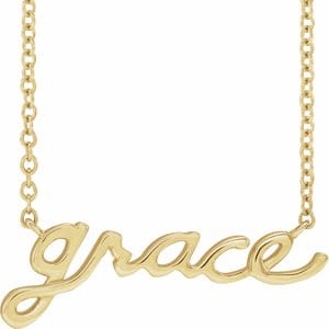 14K YELLOW LOWERCASE SCRIPT GRACE 18" NECKLACE