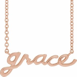 14K ROSE LOWERCASE SCRIPT GRACE 18" NECKLACE