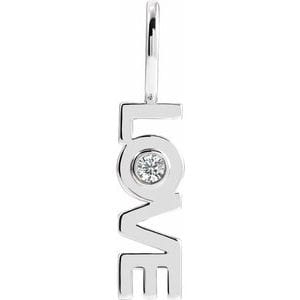 PLATINUM .03 CT NATURAL DIAMOND LOVE CHARM/PENDANT