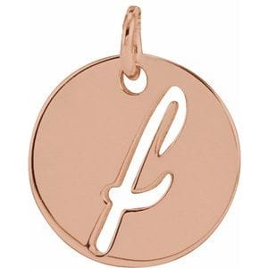 14K ROSE SCRIPT INITIAL F PENDANT