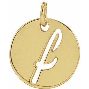 14K YELLOW SCRIPT INITIAL F PENDANT
