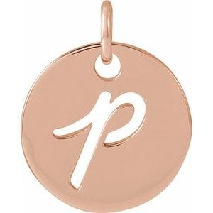 14K ROSE SCRIPT INITIAL P PENDANT