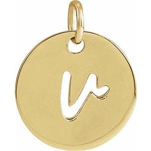 14K YELLOW SCRIPT INITIAL V PENDANT