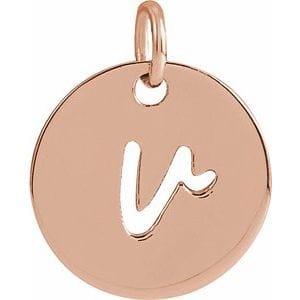 14K ROSE SCRIPT INITIAL V PENDANT