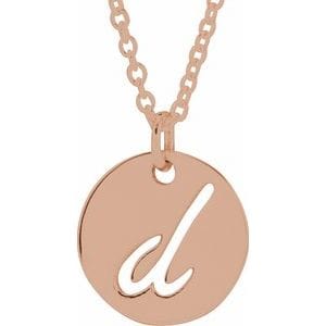 14K ROSE SCRIPT INITIAL D 16-18" NECKLACE