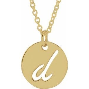 14K YELLOW SCRIPT INITIAL D 16-18" NECKLACE
