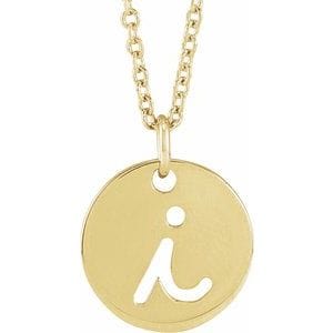 14K YELLOW SCRIPT INITIAL I 16-18" NECKLACE