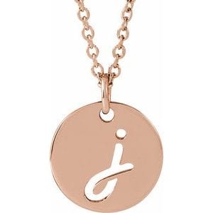 14K ROSE SCRIPT INITIAL J 16-18" NECKLACE