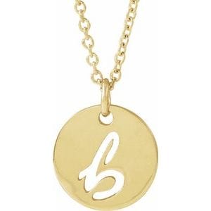 14K YELLOW SCRIPT INITIAL B 16-18" NECKLACE