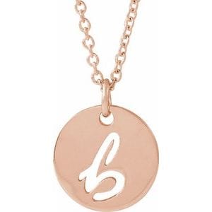14K ROSE SCRIPT INITIAL B 16-18" NECKLACE