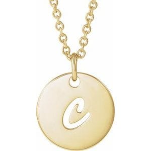14K YELLOW SCRIPT INITIAL C 16-18" NECKLACE