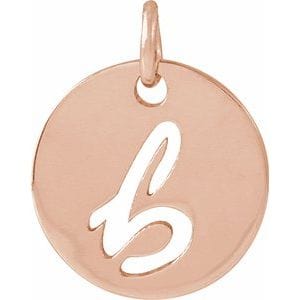 14K ROSE SCRIPT INITIAL B PENDANT