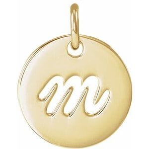14K YELLOW SCRIPT INITIAL M PENDANT