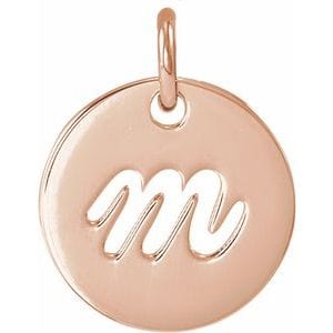 14K ROSE SCRIPT INITIAL M PENDANT