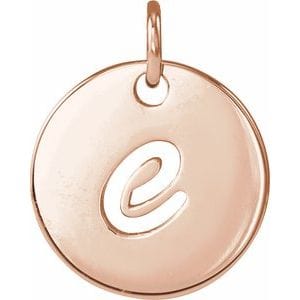 14K ROSE SCRIPT INITIAL E PENDANT