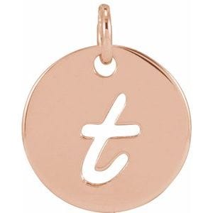 14K ROSE SCRIPT INITIAL T PENDANT
