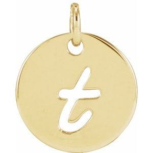 14K YELLOW SCRIPT INITIAL T PENDANT
