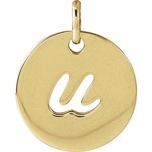 14K YELLOW SCRIPT INITIAL U PENDANT