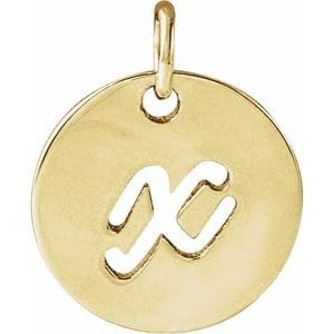 14K YELLOW SCRIPT INITIAL X PENDANT