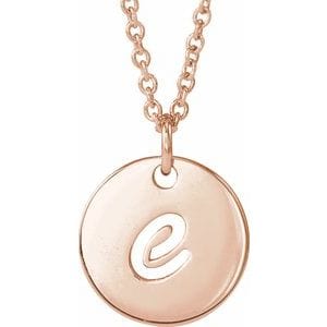 14K ROSE SCRIPT INITIAL E 16-18" NECKLACE