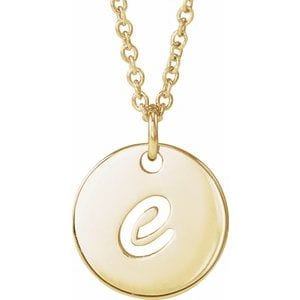 14K YELLOW SCRIPT INITIAL E 16-18" NECKLACE