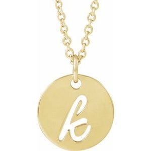 14K YELLOW SCRIPT INITIAL K 16-18" NECKLACE