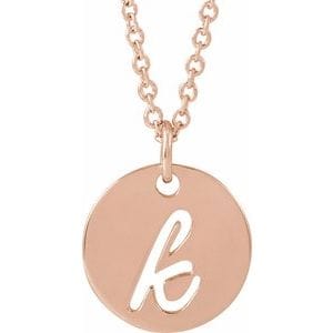 14K ROSE SCRIPT INITIAL K 16-18" NECKLACE