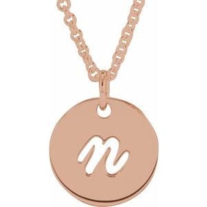 14K ROSE SCRIPT INITIAL N 16-18" NECKLACE