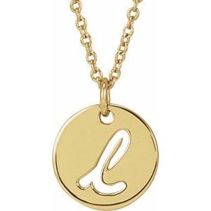 14K YELLOW SCRIPT INITIAL L 16-18" NECKLACE