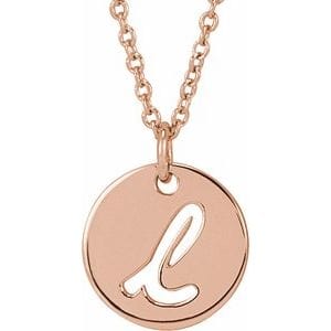 14K ROSE SCRIPT INITIAL L 16-18" NECKLACE