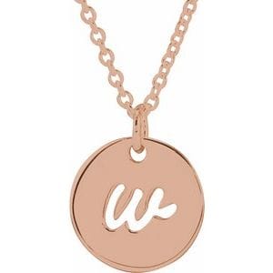 14K ROSE SCRIPT INITIAL W 16-18" NECKLACE