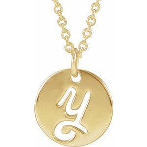 14K YELLOW SCRIPT INITIAL Y 16-18" NECKLACE