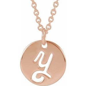 14K ROSE SCRIPT INITIAL Y 16-18" NECKLACE