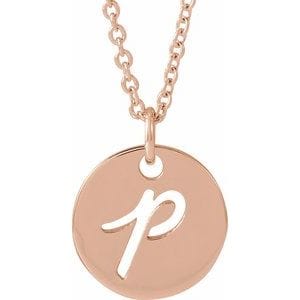 14K ROSE SCRIPT INITIAL P 16-18" NECKLACE
