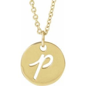 14K YELLOW SCRIPT INITIAL P 16-18" NECKLACE