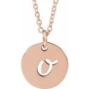 14K ROSE SCRIPT INITIAL O 16-18" NECKLACE