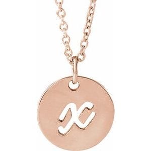 14K ROSE SCRIPT INITIAL X 16-18" NECKLACE