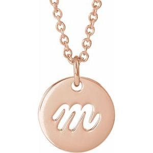 14K ROSE SCRIPT INITIAL M 16-18" NECKLACE