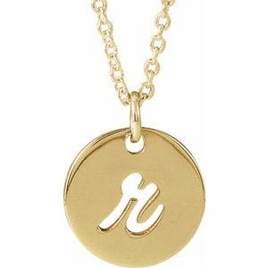 14K YELLOW SCRIPT INITIAL R 16-18" NECKLACE